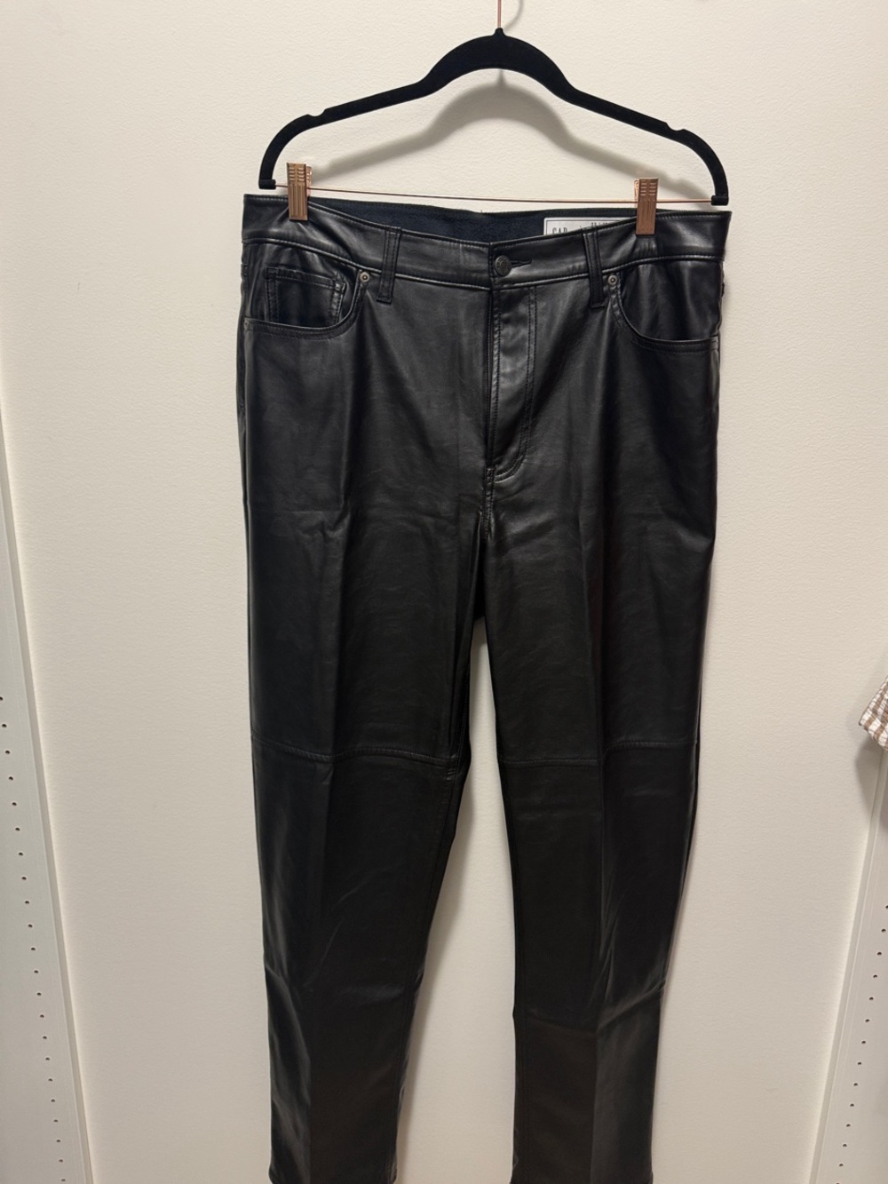 GAP Black pleather cheeky Straight-Leg Pants - Tall length